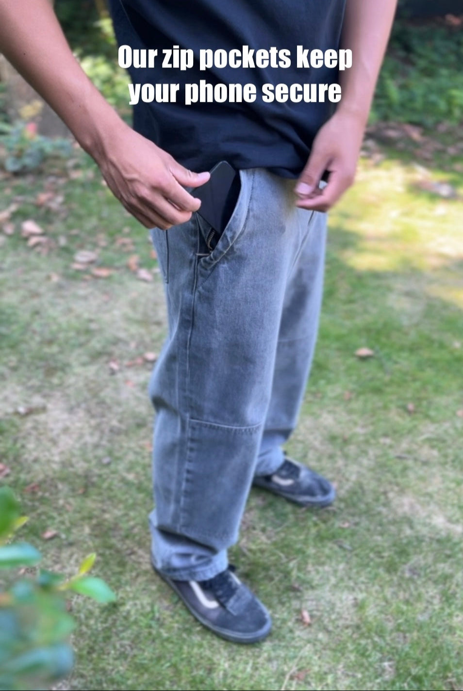 Gray Riding Pants with Zip Pockets